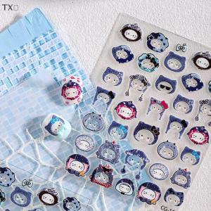 TX🏮💓🧧 1 cái dễ thương cao bồi Hello Kitty báo in hat Nail Art Sticker mèo đầu móng đề can phim hoạt hình ngón tay cái Kitty Nail Art phụ kiện