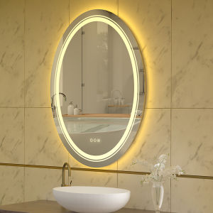 UNHO 60CM กระจกห้องน้ำติดผนัง Round LED Bathroom Mirror กระจกห้องน้ำLED พร้อมฟังก์ชั่นไล่ฝ้า หรี่แสงได้