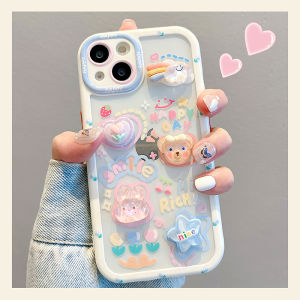 CrashStar 3D Doll Cute Cartoon Hard Transparent Phone Case With Bracelet Lanyard For iPhone 16 15 14 13 12 11 Pro Max Plus 16e X XR XS Max Shockproof Phone Casing Cover With Full Cover Lens Camera Protection Hot Sale