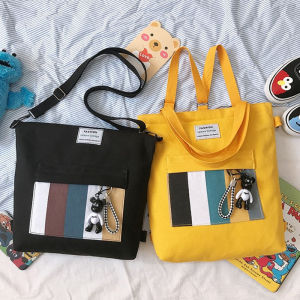 Women Multipurpose Shoulder / Tote Bag with Removable Strap Crossbody Wear Resistant Casual Fashion Zipper Bag / Student Bag Canvas Handbag Handbeg Beg Tangan Wanita