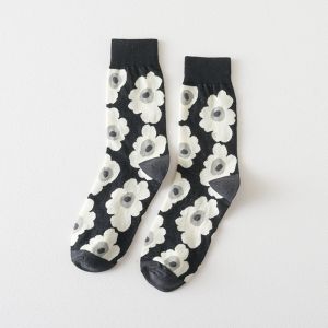 SUMI Kaos Kaki Panjang Wanita Katun Motif Bunga Crew Casual Mid Calf Socks SKK370