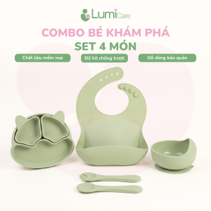 Combo ăn dặm Bé Khám Phá Lumicare - Set 4 món - Xanh Lá