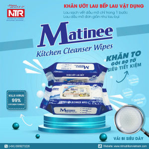 Thùng 32 gói khăn ướt lau bếp Matinee loại mới gói 80 tờ