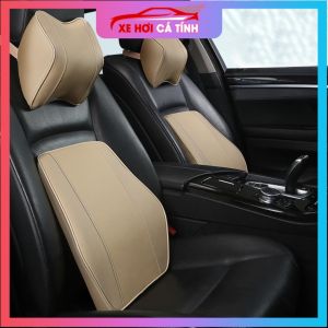 Gối Tựa đầu Tựa Lưng Ô Tô Cao Su Non Bọc Da Cao Cấp Gối Tựa Đầu Dùng Cho Xe Ô Tô Ghế Văn Phòng Tài xê đường dài du lịch