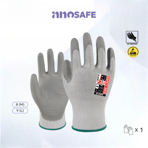 PU Coated Palm Industrial Level 3 Anti-cut Gloves Carbon Fiber Touch Screen Anti-Static Breathable Flexible thin