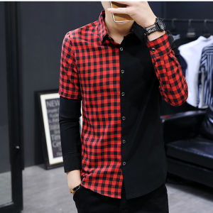 Áo sơ mi áo sơ mi nam dài tay kẻ caro phối đặc sắc trẻ trung - mã H38