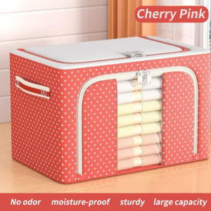 72L 52*42*35CM Extra Large Box Storage Foldable Organizer Large Storage Folding Oxford Box Steel Frame Detachable  Baby Clothing Storage Box