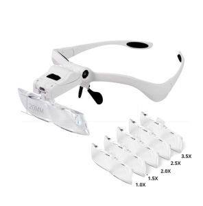 [HCM]Kính lúp kiểu kính có đèn kính lúp led đeo đầu thay thế nhiều thấu kính xăm lông mày ghép mi giả