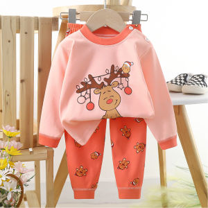 Baby Girls Cute Pattern Sleepwear Set Warm Cotton Terno Pajama with Long Sleeves for 0-5Yrs Kids