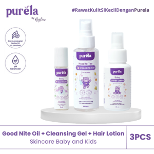 PURELA Paket Perawatan Kulit Bayi Good Nite Oil + Cleansing Gel + Hair Lotion Original