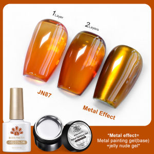 BORN PRETTY 10ml Jelly Nude Translucent Gel Nail Art Polish Set Silver Mirror Paint Semi Permanent Soak Off Nail Art Manicure Gel