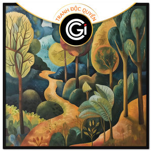 Tranh trừu tượng phong cảnh khu rừng đơn giản tranh treo tường dán tường trang trí decor nội thất.CGI-758