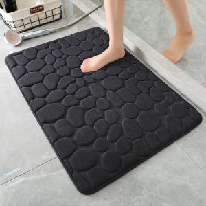 Memory Foam Bath Mat -Cobblestone Bathroom Rugs - Bathroom Floor Mat Non Slip Absorbent Velvet Bathroom for Shower Tub Machine Washable Easy Dry Foot Cushioned (40x60 cm)