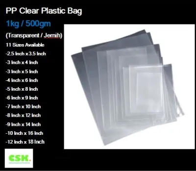 PP CLEAR PLASTIC BAG (1KG±/500GM±) /Clear Transparent Plastic Bag/Plastik Jernih/Plastik Lutsinar (Thickness 0.04/0.08)