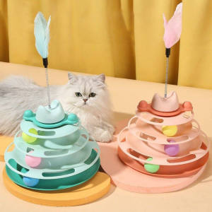 DIGREPAIR แคทนิป ของเล่นแมว รางบอลแมว รางบอล4ชั้น ของเล่นสำหรับสัตว์เลี้ยง มีไม้ตกแมว รางบอลแมว Cat toy ของเล่นแมว