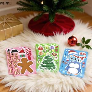 TX💓🧧🏮 8แผ่นสติกเกอร์ตกแต่งงานปาร์ตี้สำหรับเด็กสติกเกอร์ปริศนาคริสต์มาสสร้างเกมจิ๊กซอว์ซานตาคลอส DIY