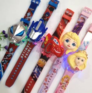 NEW 5 Light Jam Budak Spiderman Ironman Ultraman Transformer Car Princess Frozen Pony Kitty Music Light