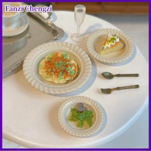 Fanzi จานอาหารจำลอง3ชิ้นโมเดลห้องครัวบ้านตุ๊กตาขนาดเล็กจานอาหารตะวันตกของเล่นสำหรับตกแต่งมินิอุปกรณ์ DIY