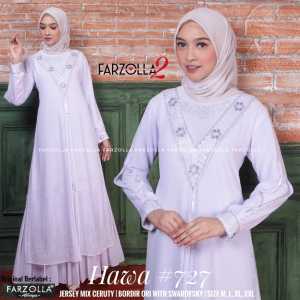 ( COD ) Hawa 727 Gamis Putih Mewah Import Abaya Turki Arabian Putih Jersey Super Mix Ceruti M L XL XXL