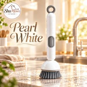 6-Angle Adjustable Cleaning Brush with 65ml Soap Dispenser | PET Bristles Multi-Purpose Pot Sink Scrubber