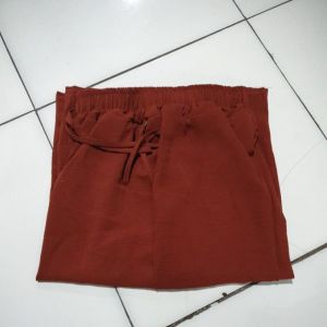 CELANA KULOT CRINKLE PENDEK 7/8 JUMBO TALI PINGGANG SERUT