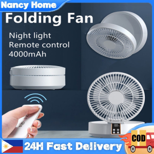 Desk Fan Electric Fan With Remote Control Mini Folding Fan Wall Mount Portable Fan Mute With USB Charging 3-Speed Portable Indoor Outdoor Fan