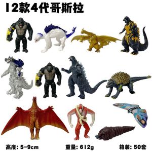 clu 12pcs Godzilla vs Kong 2 Action Figure Scar King Shimo Godzilla Kong Model Dolls Toys For Kids Gifts Ornament ulc