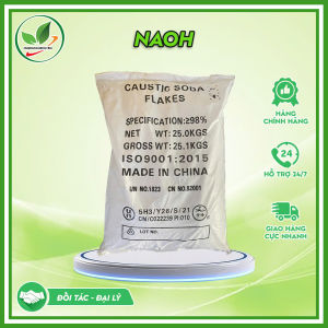 Xút vảy NaOH 99% Sun Soda dùng trong xử lý nước thải ngành công nghiệp giấy vải. Bao 25kg