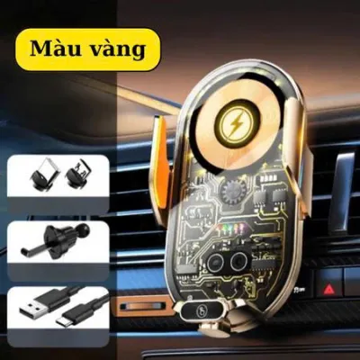Giá Đỡ Điện Thoại Ô Tô Cảm Ứng Sạc Nhanh Không Dây 66W Sạc Nam Châm LED RGB