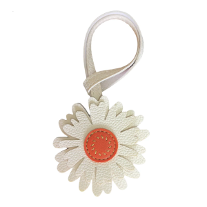 Soft PU Leather Daisy Keyring Handcraft Detachable Ornament for Daily Commute Casual Outfit Enhancement
