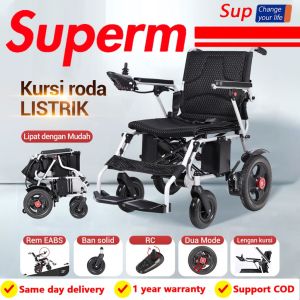 Foldable Electric Wheelchair for Adults Seniors Elderly Portable Power Wheel Chair Mobility Aid with Joystick Control EABS Brake Carbon Steel Frame Anti-Tip Wheels Safety Belt