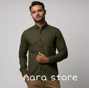 Kemeja Pria Dewasa Tangan Panjang Warna Sage Gren