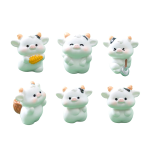Cartoon Cow Figurines Resin Animal Garden Statues Funny Cow Sculptures for Home Desk Decoration Funny Cow Sculpture