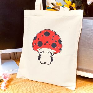 Canvas Cute Red Mushroom Design High Quality Tote Bag