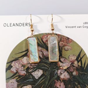 Made-to-Order SG - Gold Iridescent Shell Drop Earrings Handmade Contemporary Earrings Collection