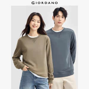 GIORDANO Men Sweatshirts Flatlock Crewneck Solid Color Simple Basic Sweatshirts Long Sleeve Fashion Casual Sweatshirts 01024831