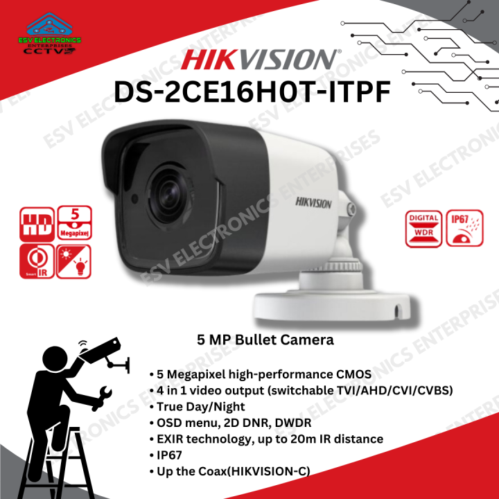 HIKVISION DS-2CE16H0T-ITPF 5 MP IR Bullet CCTV Camera | Lazada PH