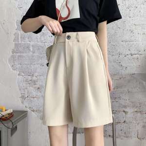 RoshThanz Korean Trouser Shorts for Women High Waist Wide-leg Pants Casual Shorts With Pocket Fashion