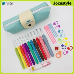 [Jocestyle] Crochet Hooks Set Yarn Knitting Needles with Case Blunt Knitting Needles Ergonomic Handle 11 Sizes for Mom Grandma Gifts