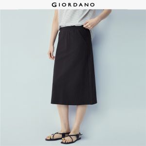 Giordano Beau Monde Women Elastic waist french terry midi skirt Free Shipping 13466466