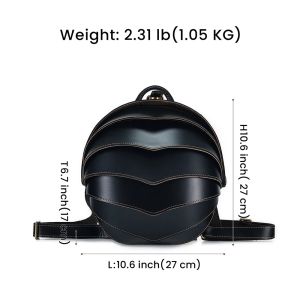 EDERN Crazy Horse Leather Beetle Backpack for Men Women Retro Beetle Shaped Schoolbag Fashion Personalized Backpack Cowhide Shoulder Bag