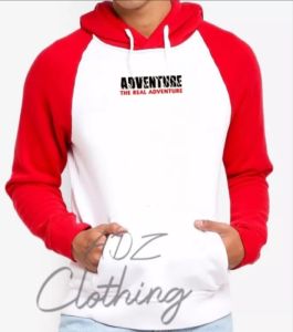 Jaket Hoodie Sweater Jumper OUTDOOR l Sweter Hodi Casual Pria dan Wanita Lengan Panjang ADVENTURE l Switer Hudi Bahan Kain Flecee Tebal Warna Putih Lengan Merah Ready Size S/M/L/XL/XXL Pemesanan Bisa COD Atau Bayar Ditempat