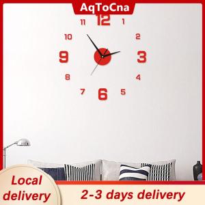 [COD] AqToCna Ship within 24 hours DIY Wall Clock For Home Office Frameless Modern 3D Wall Clock Mirror Stickers Hotel Room Design School Decoration