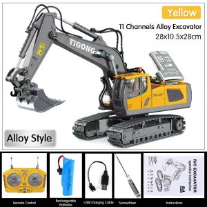 2.4G High Tech 11 Channels RC Excavator Dump Trucks Bulldozer Alloy Plastic Engineering Vehicle Electronic Toys