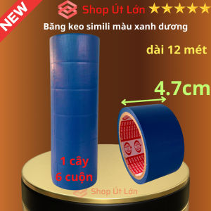 Băng keo simili màu xanh dương rộng 4.7cm dài 12 mét lõi giấy 3mm 1 cây 6 cuộn giá tại xưởng