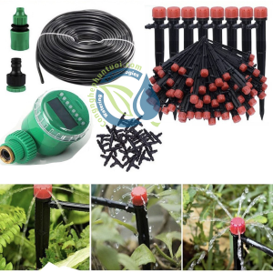 Bộ KIT tưới cây tự động 20 cây cắm nhỏ giọt kèm van nước hẹn giờ tự động gắn vòi nước tiện dụng kèm đủ phụ kiện