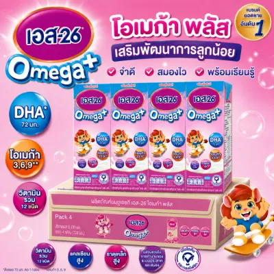 S26 UHT เอส26 โอเมก้า พลัส นมกล่อง ยูเอสที รสจืด ขนาด 180ml 1ลัง 36กล่อง