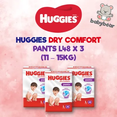 [1 Carton] Huggies Dry Comfort Silver Pants Large 48 Pcs x 3 Packs (11-15 KG)