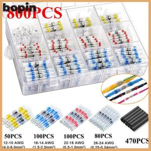 Bopin 800Pcs Solder Seal Wire Connectors Kit Heat Shrink Butt Electrical Wire Terminal