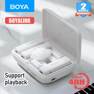 BOYA BOYALINK White Wireless Lavalier Microphone Noise Reduction Mini Lapel Microphone Auto-Pairing Wireless Mic for iPhone iPad Android PC for Recording YouTube Live Vlog Interview